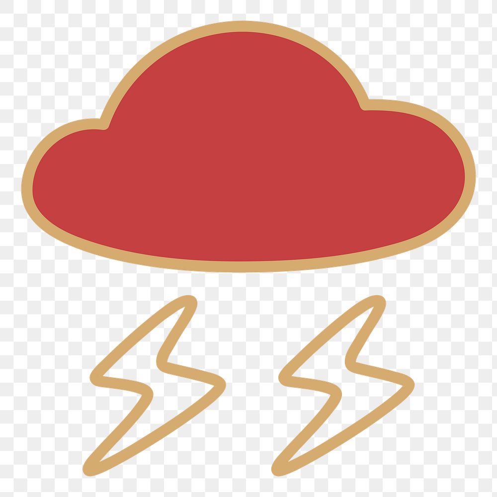 PNG Cloud with lightning  illustration sticker, transparent background