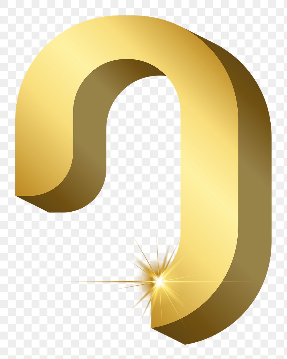 Png number 0, shiny 3D font, transparent background