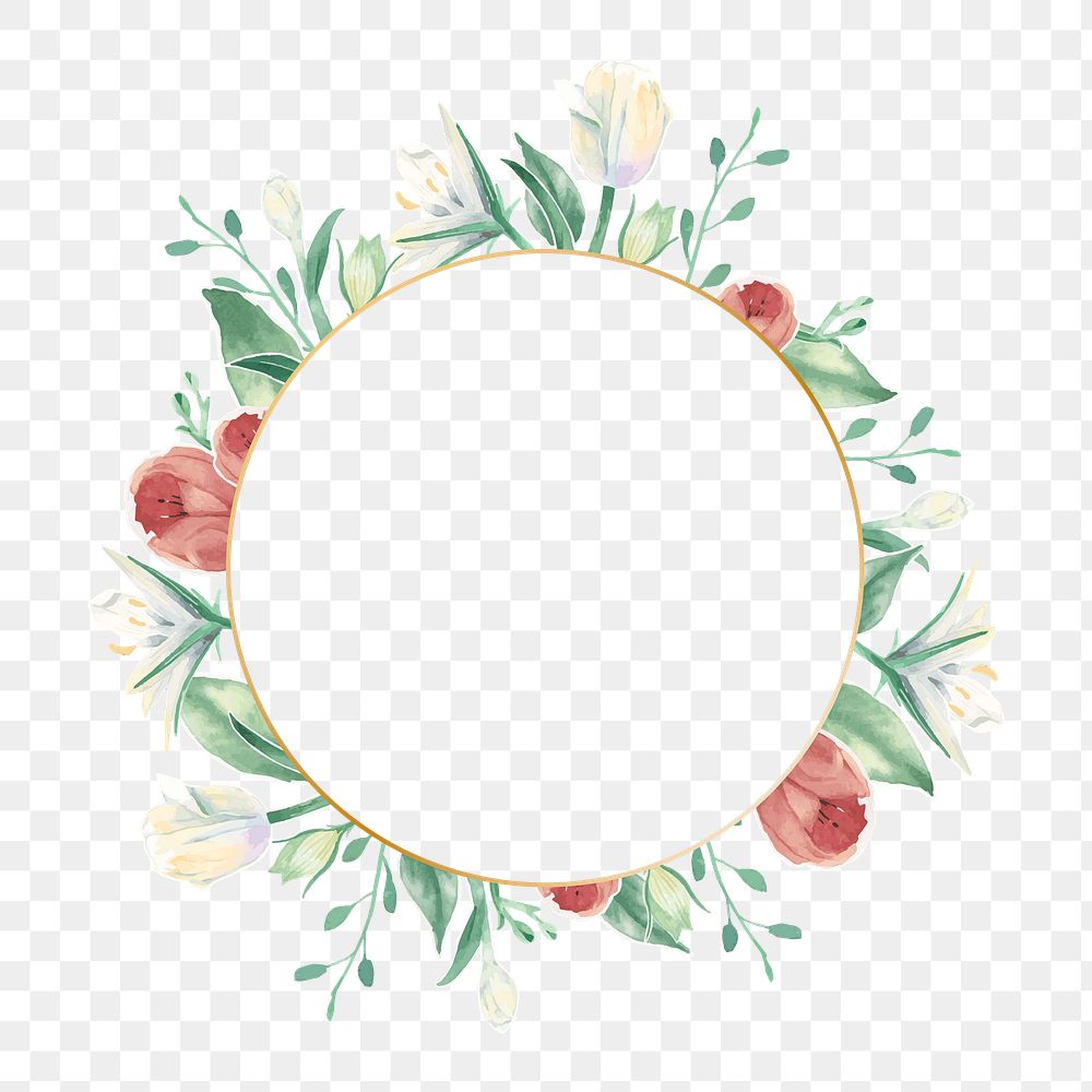 Aesthetic flower png frame, transparent background