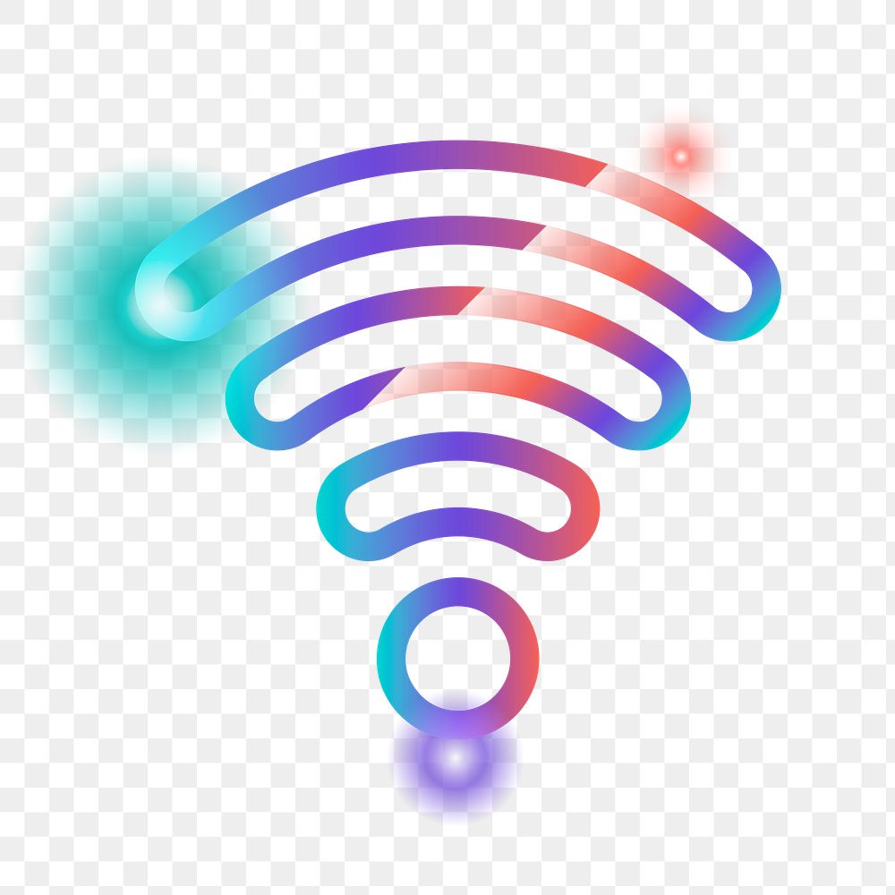 Png colorful wifi connection icon, transparent background