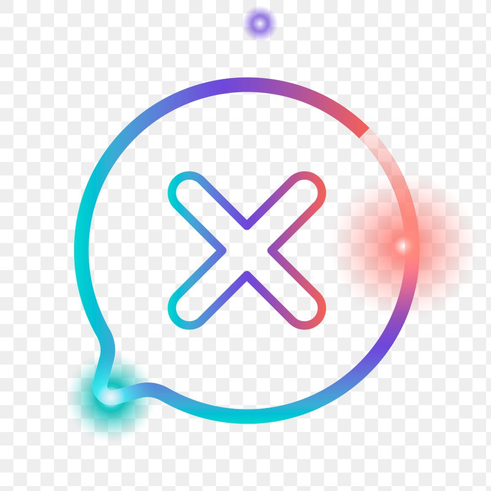 Png colorful cross mark icon, transparent background