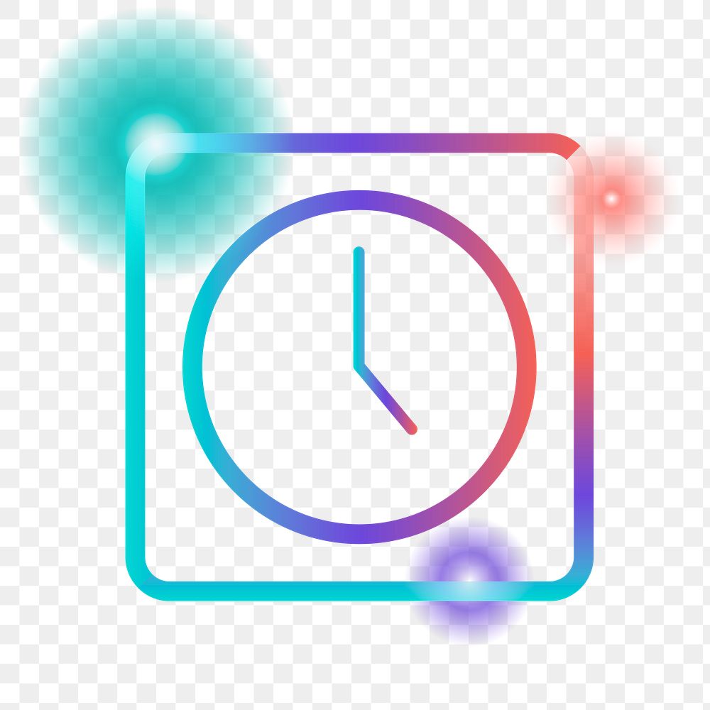 Png colorful clock icon, transparent background