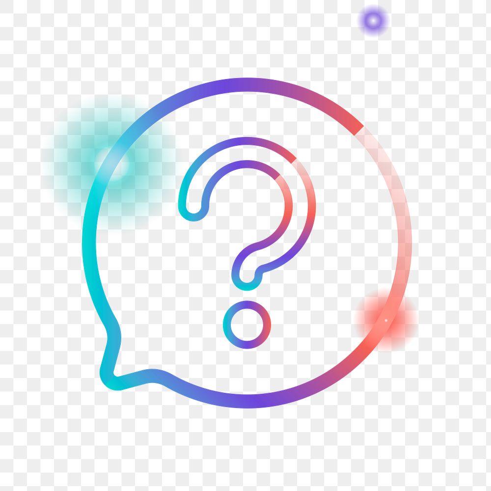 Png colorful question mark icon, transparent background