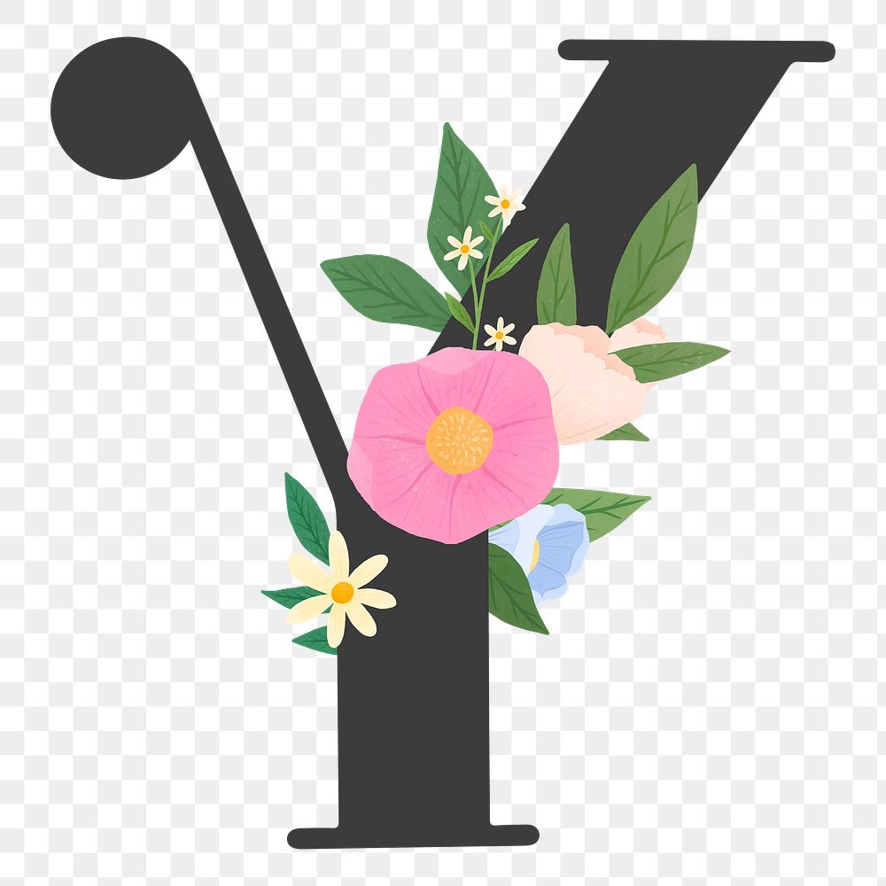 Png Elegant floral letter Y element, transparent background