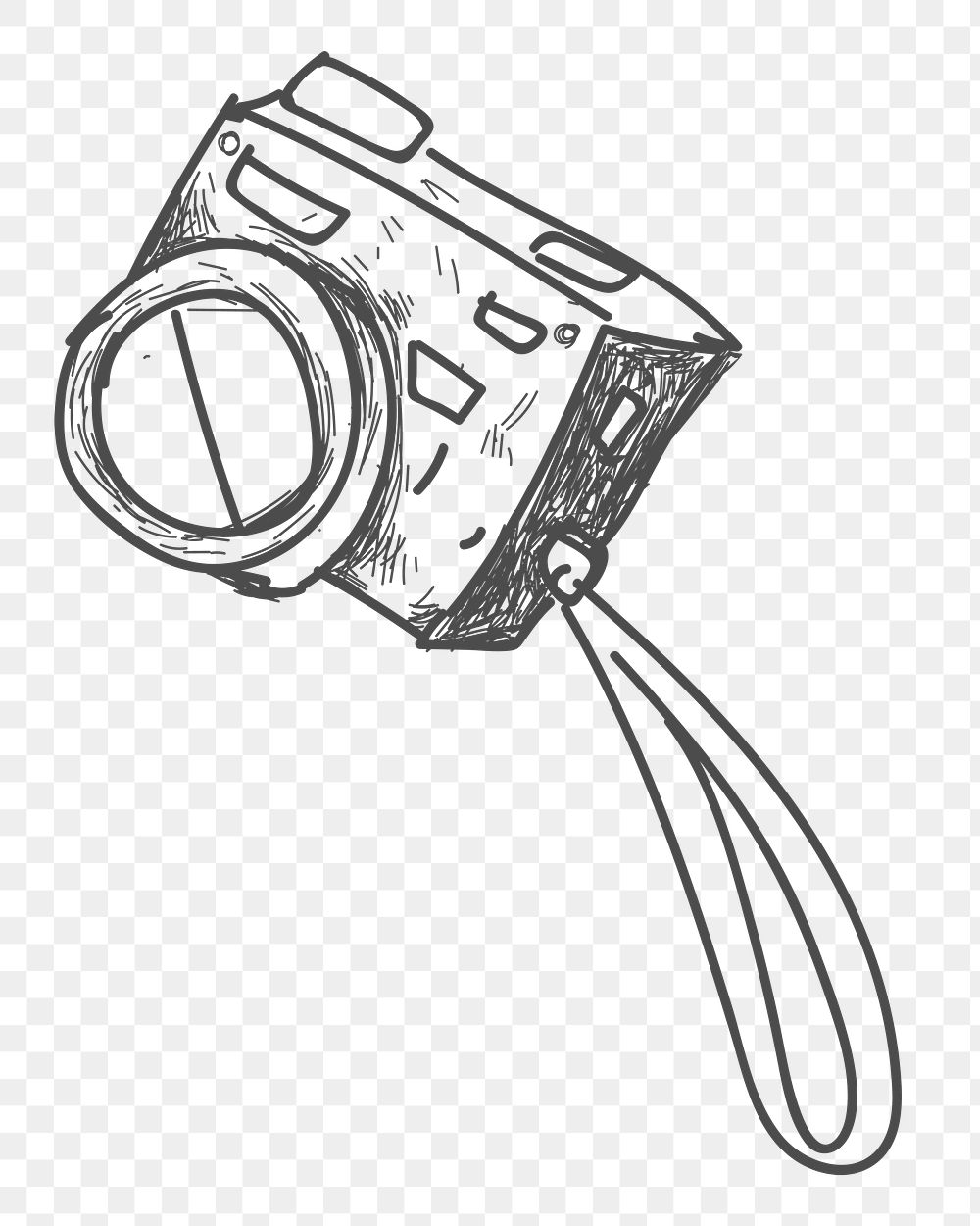 Png digital camera doodle design element, transparent background