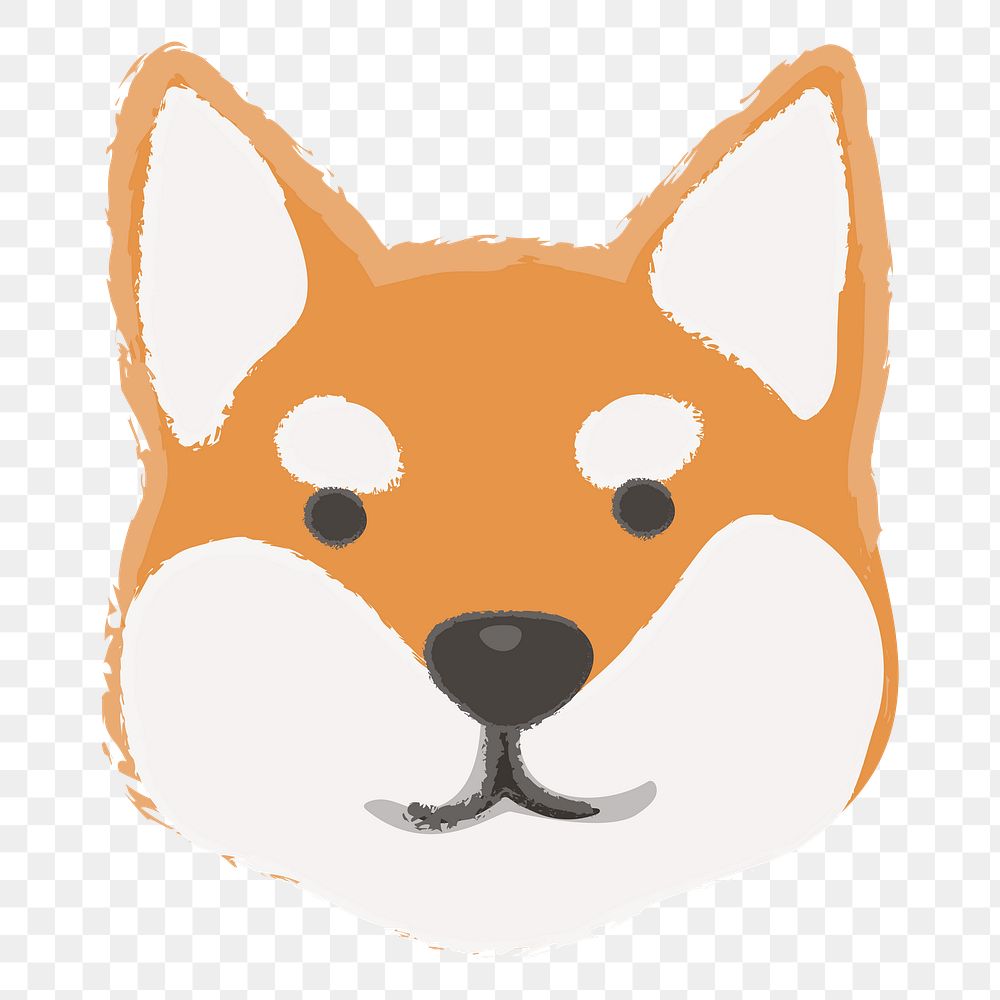Png cute chiba dog hand drawn sticker, transparent background