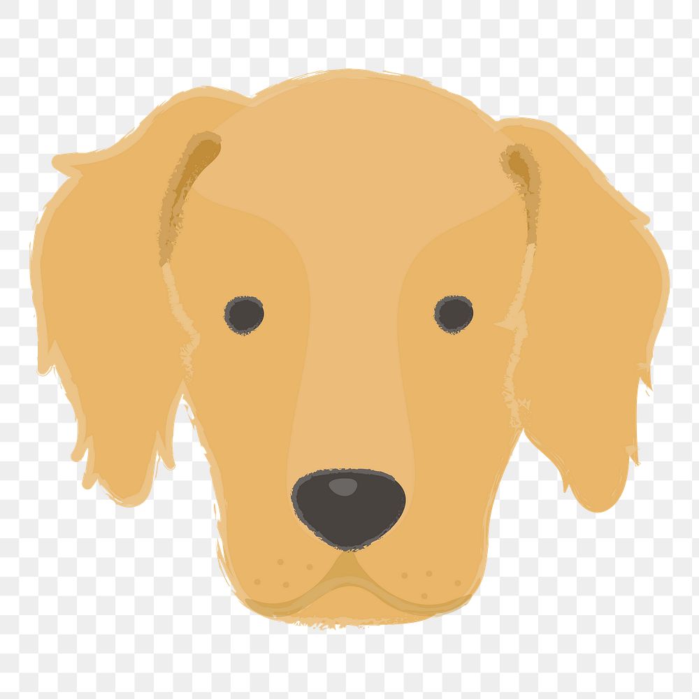 Png golden retriever dog portrait hand drawn sticker, transparent background