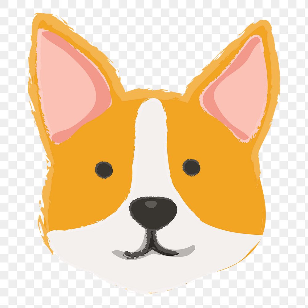 Png corgi dog portrait hand drawn sticker, transparent background