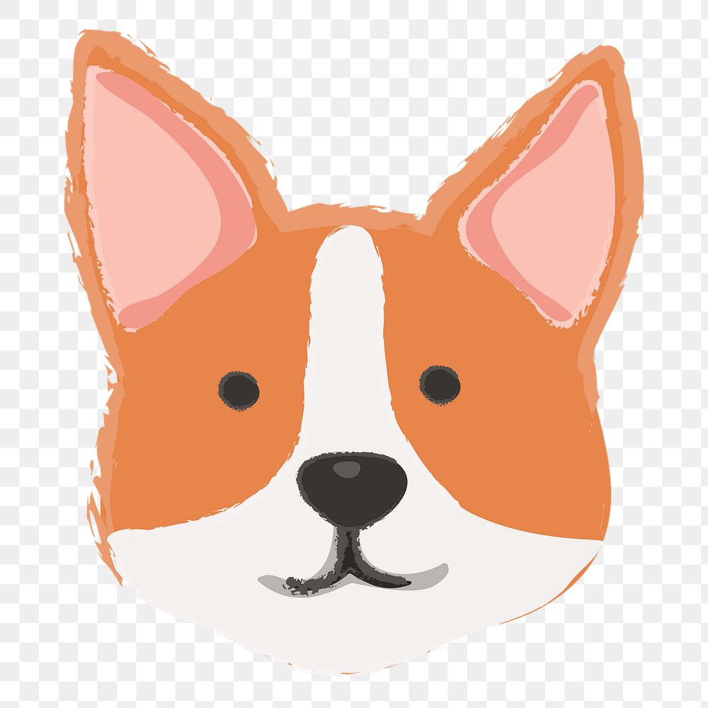 Png cute corgi dog hand drawn sticker, transparent background