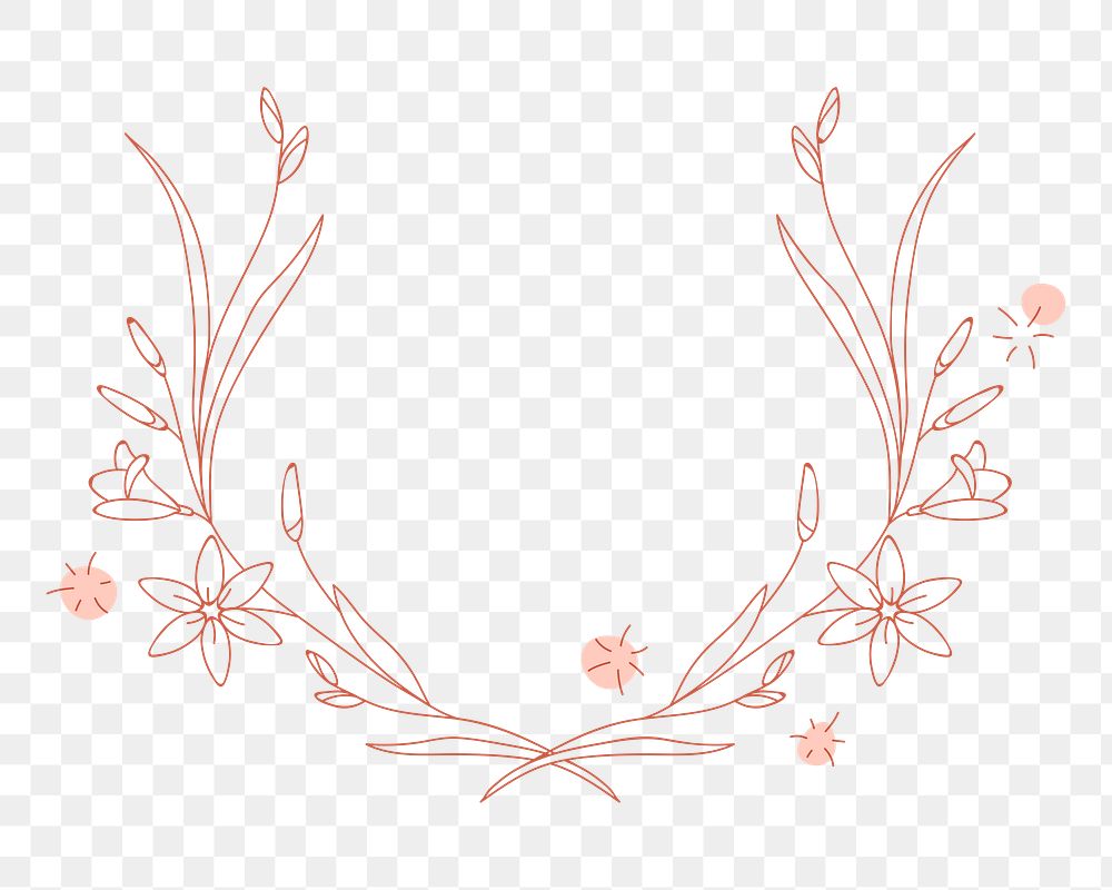 Png pink floral design border, transparent background