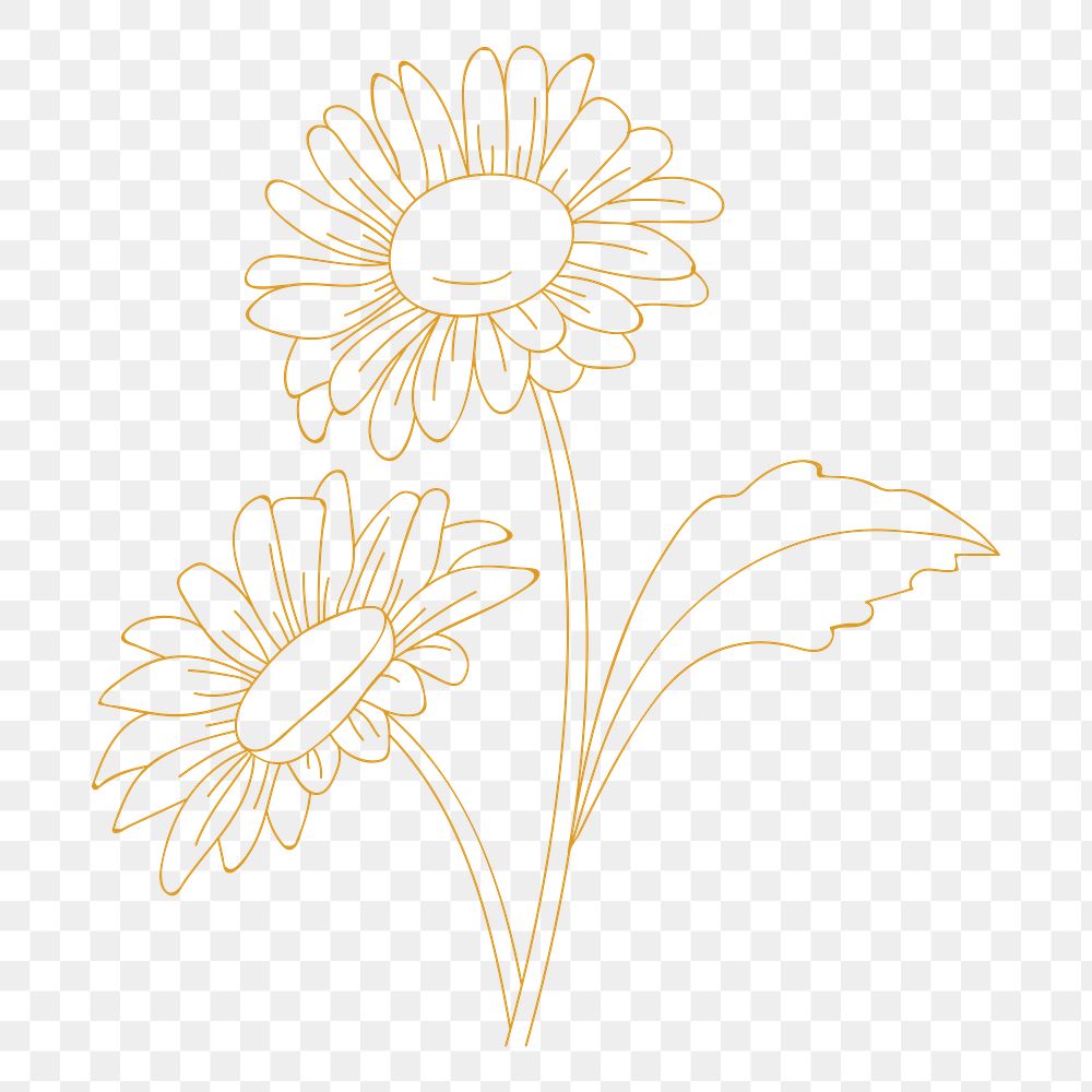 Png yellow flower design element, transparent background