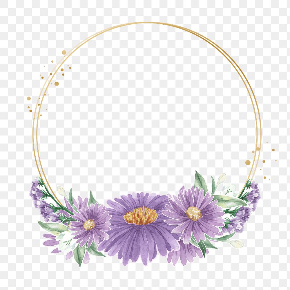 Purple flower png frame, transparent background