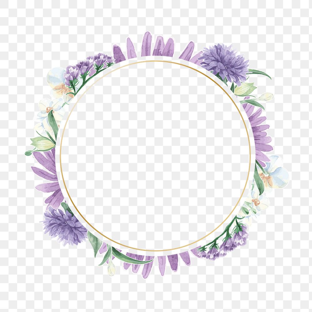 Purple flower png frame, transparent background