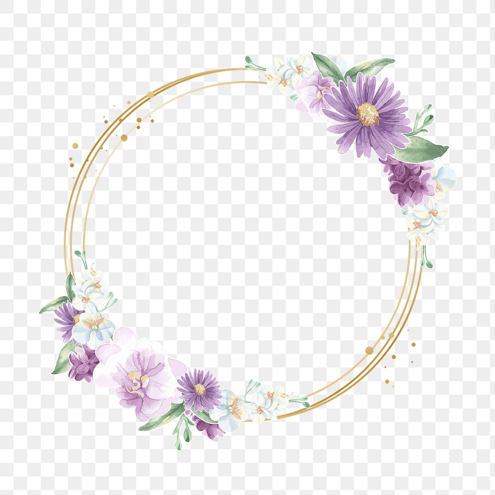 Purple flower png frame, transparent background