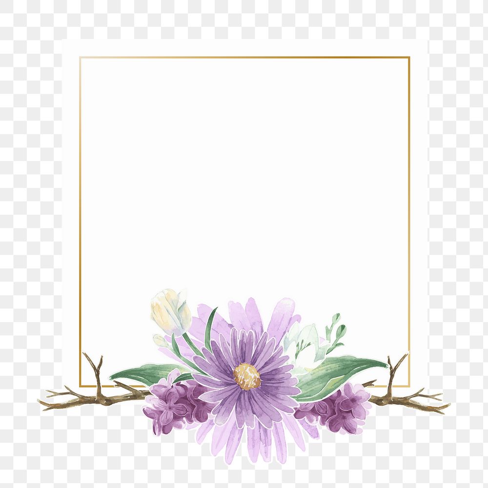 Purple flower png badge, transparent background