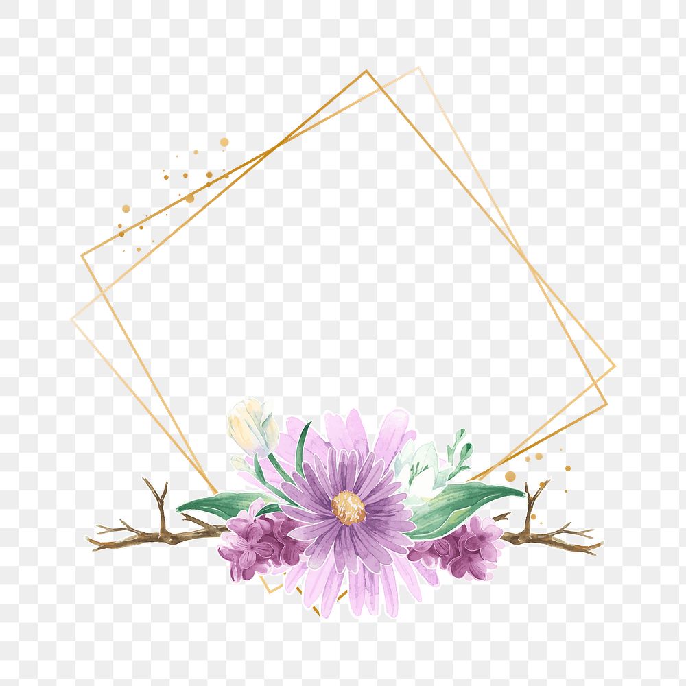 Purple flower png frame, transparent background