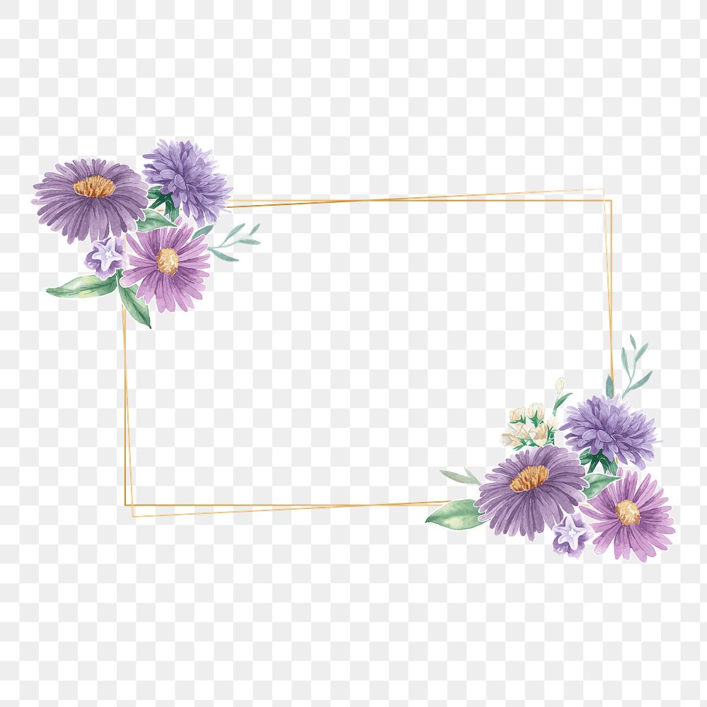 Purple flower png frame, transparent background