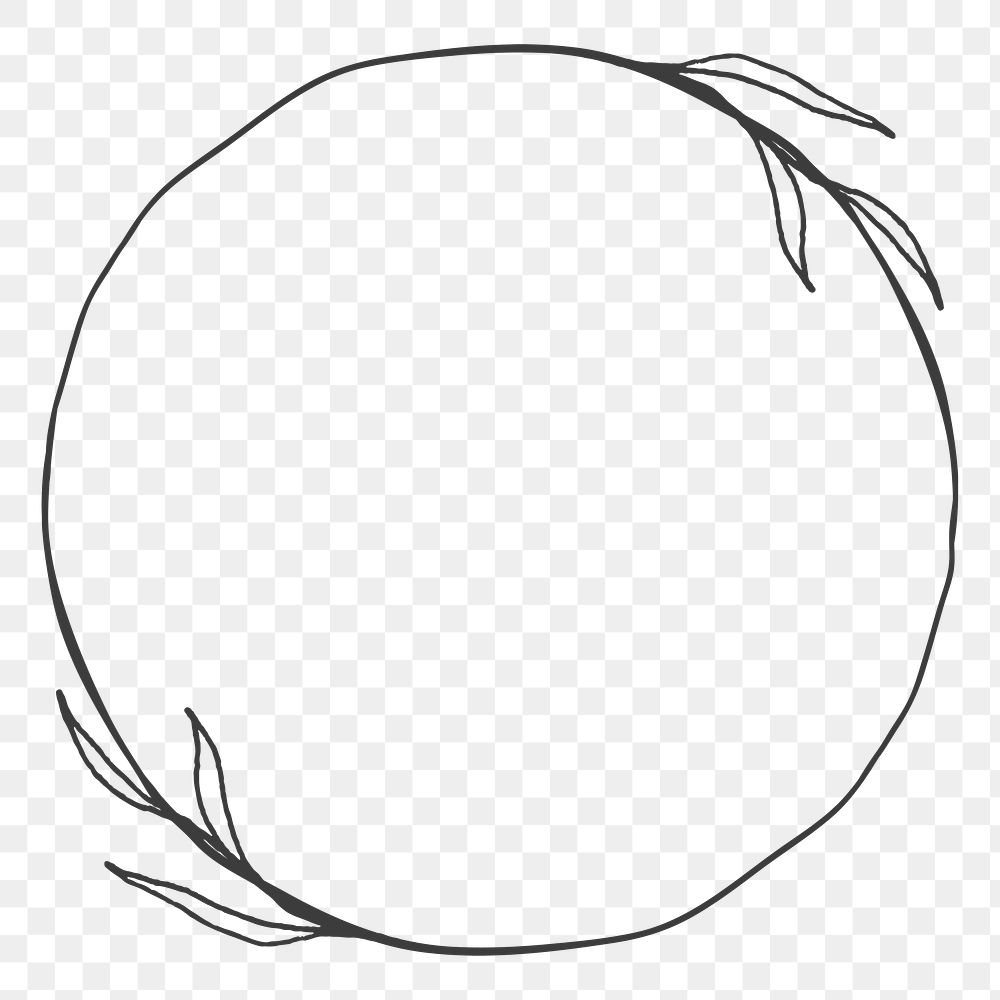 Png drawing leaf frame element, transparent background