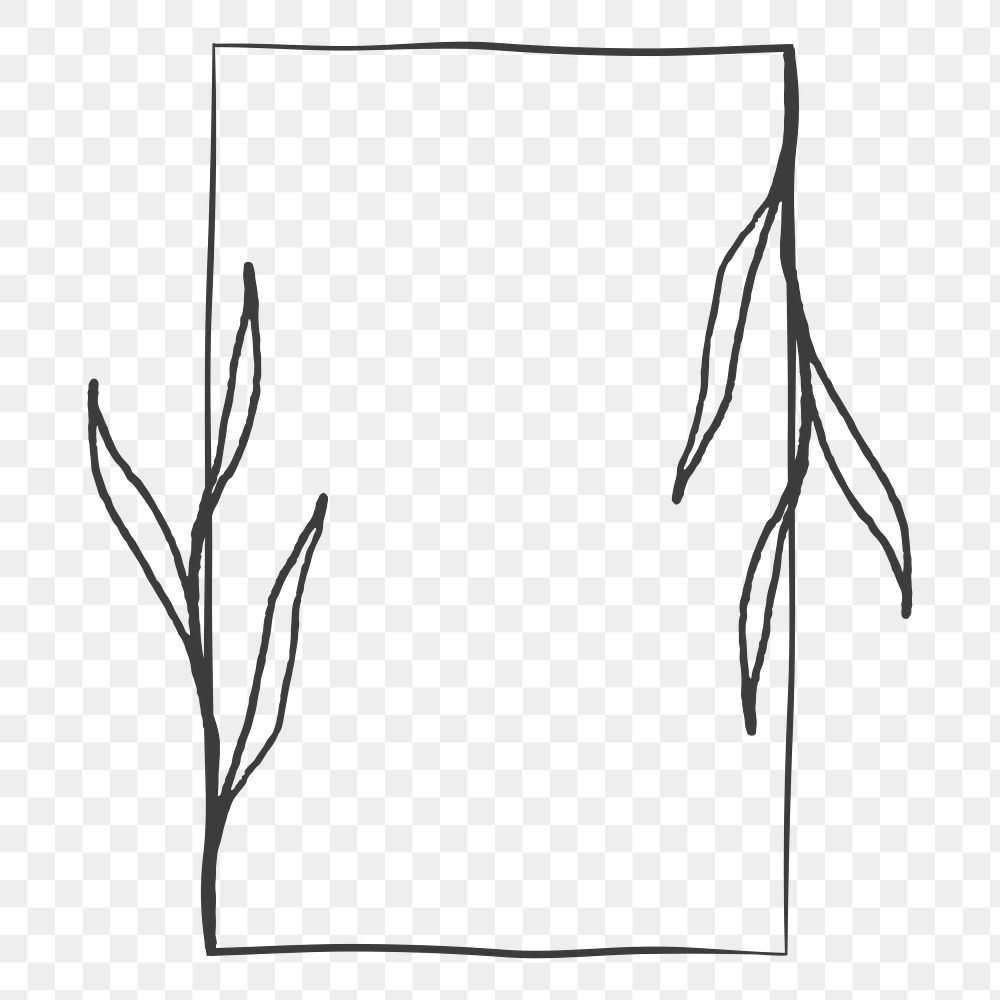 Png drawing leaf frame element, transparent background