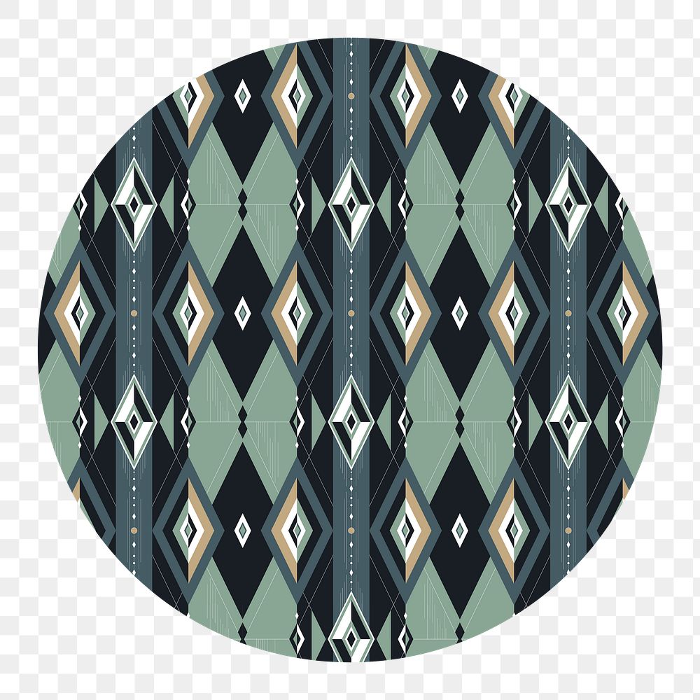 Abstract patterned badge png, transparent background