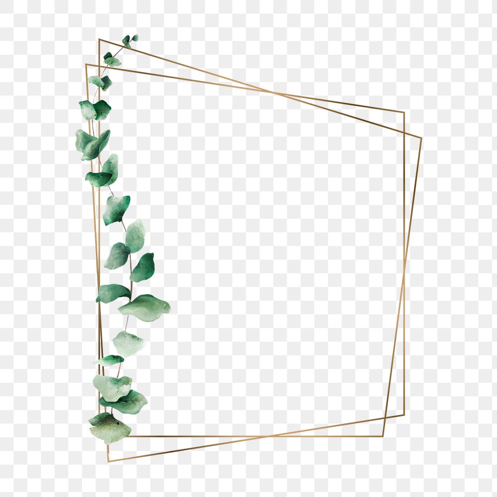 Aesthetic leaf png frame, transparent background