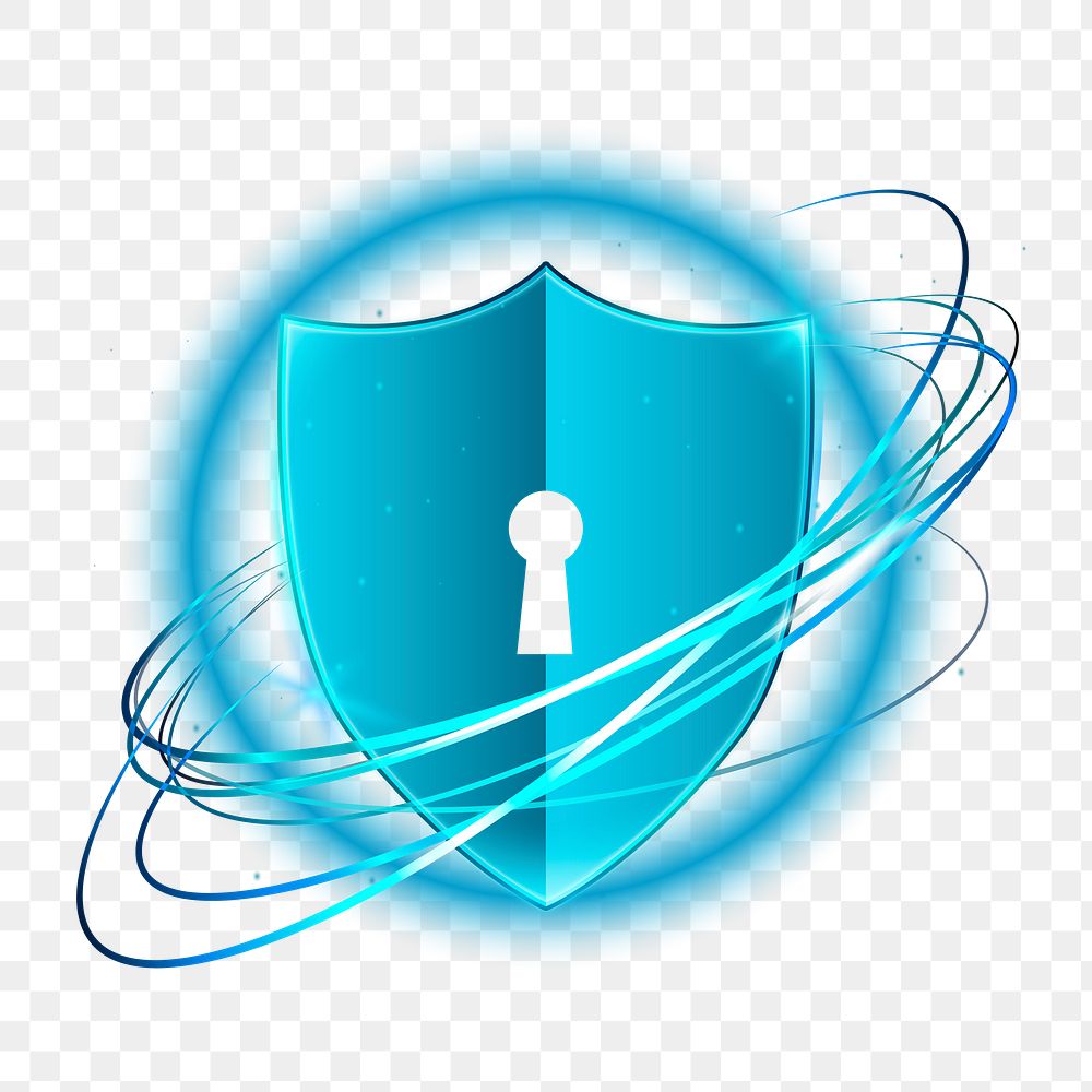 Png neon cyber security icon, transparent background