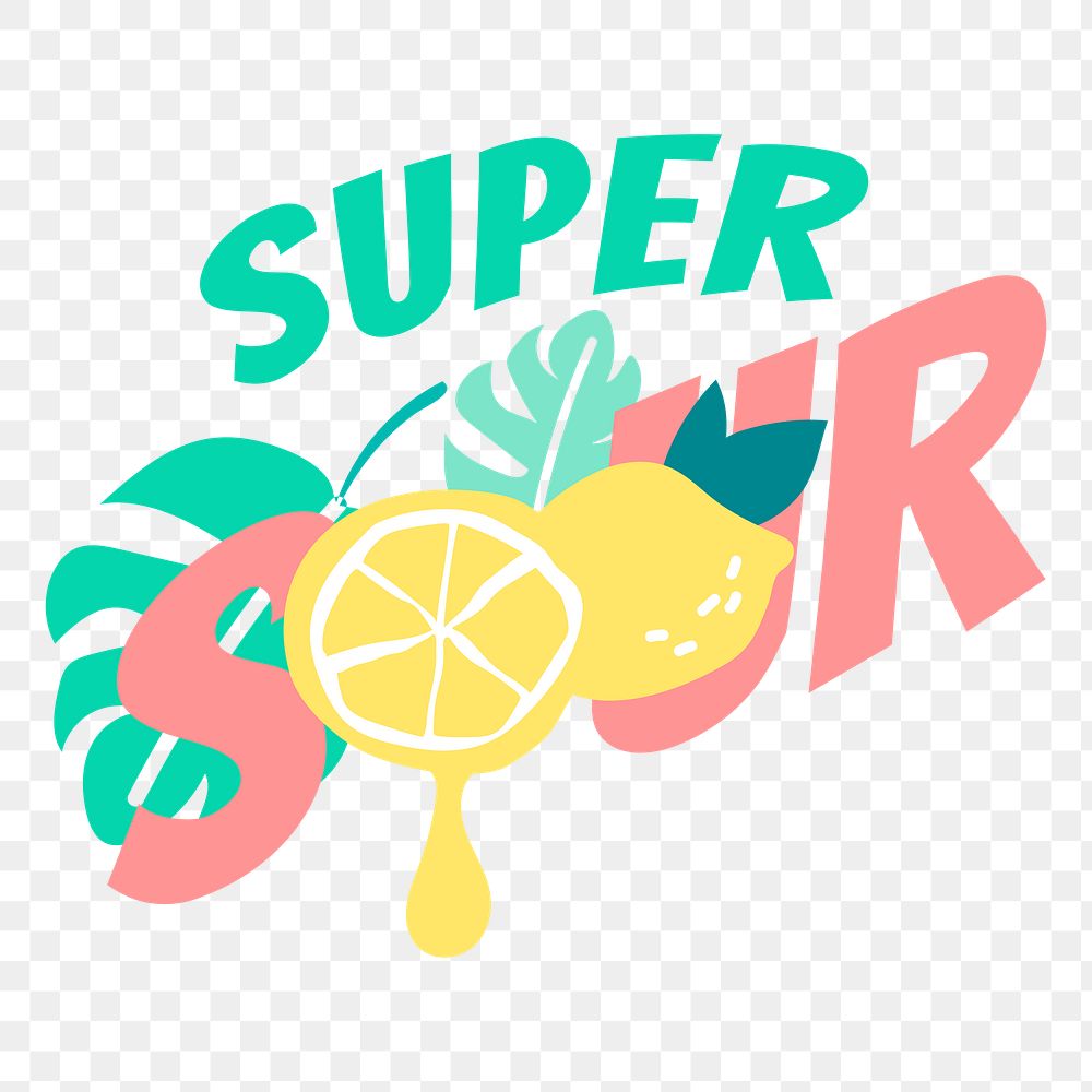 Png super sour word element, transparent background