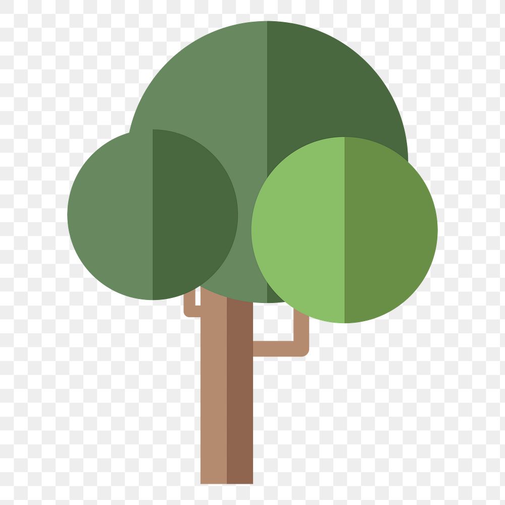 Png green tree flat sticker, transparent background