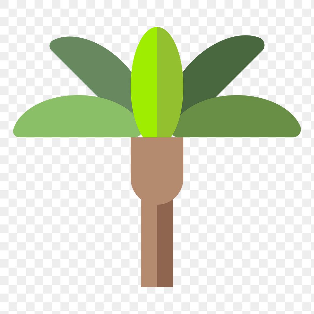 Png green geometric palm tree flat sticker, transparent background