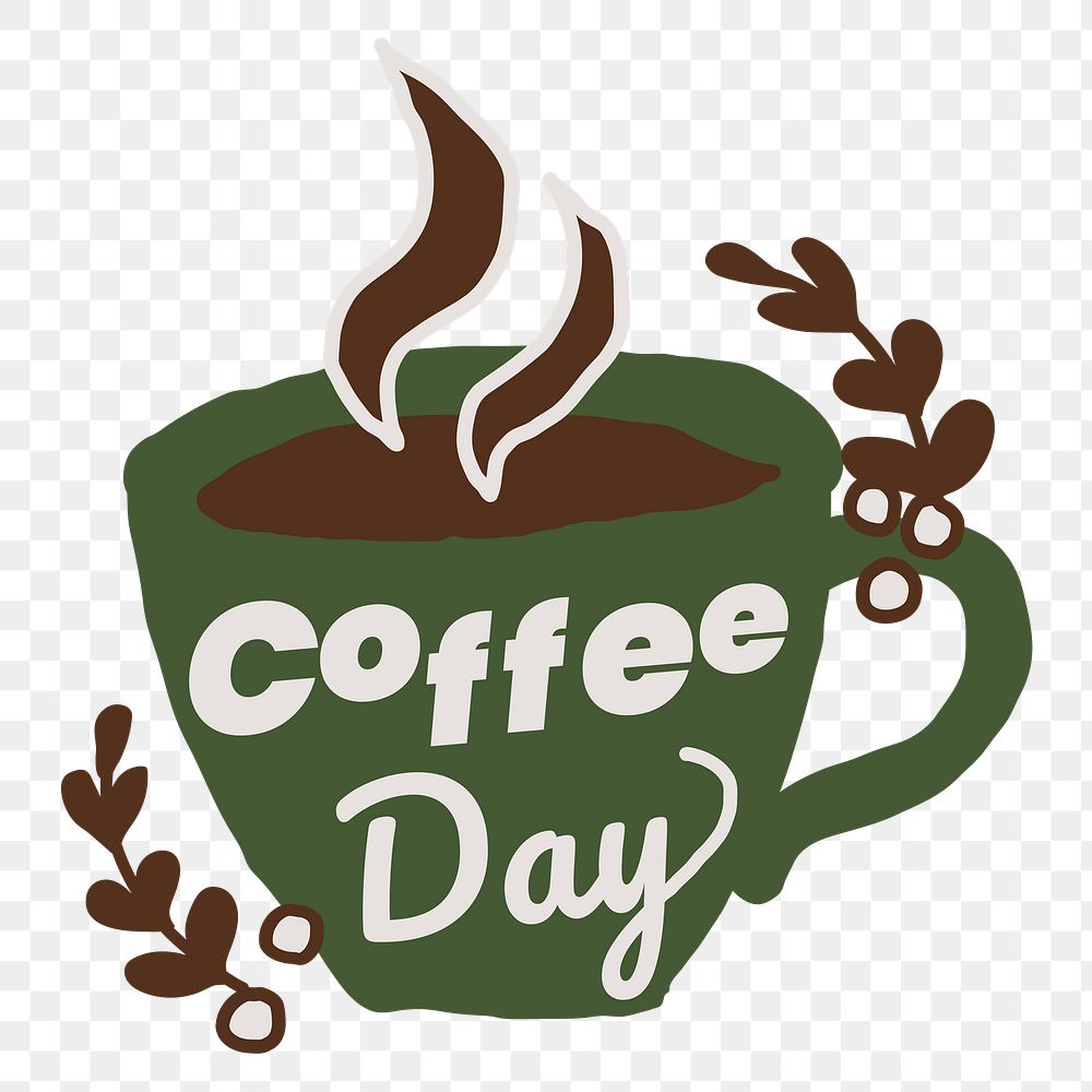 Png coffee day element, transparent background