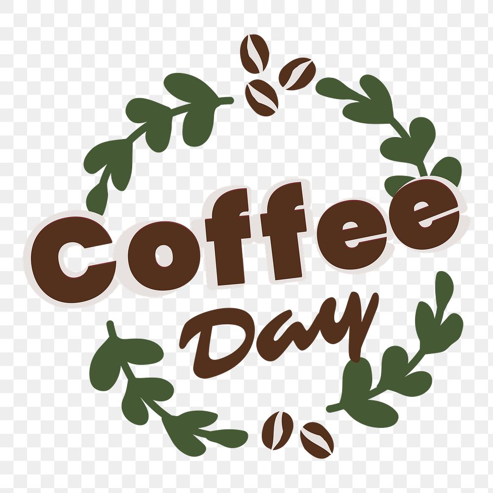 Png coffee day element, transparent background