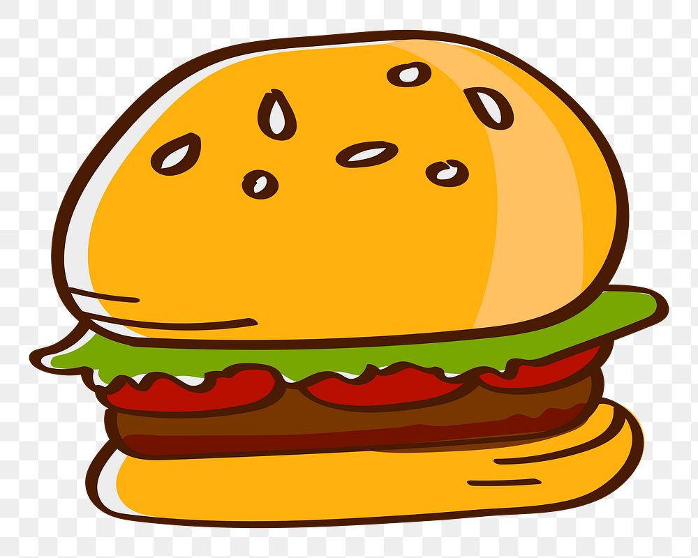 Png hamburger doodle sticker, transparent background