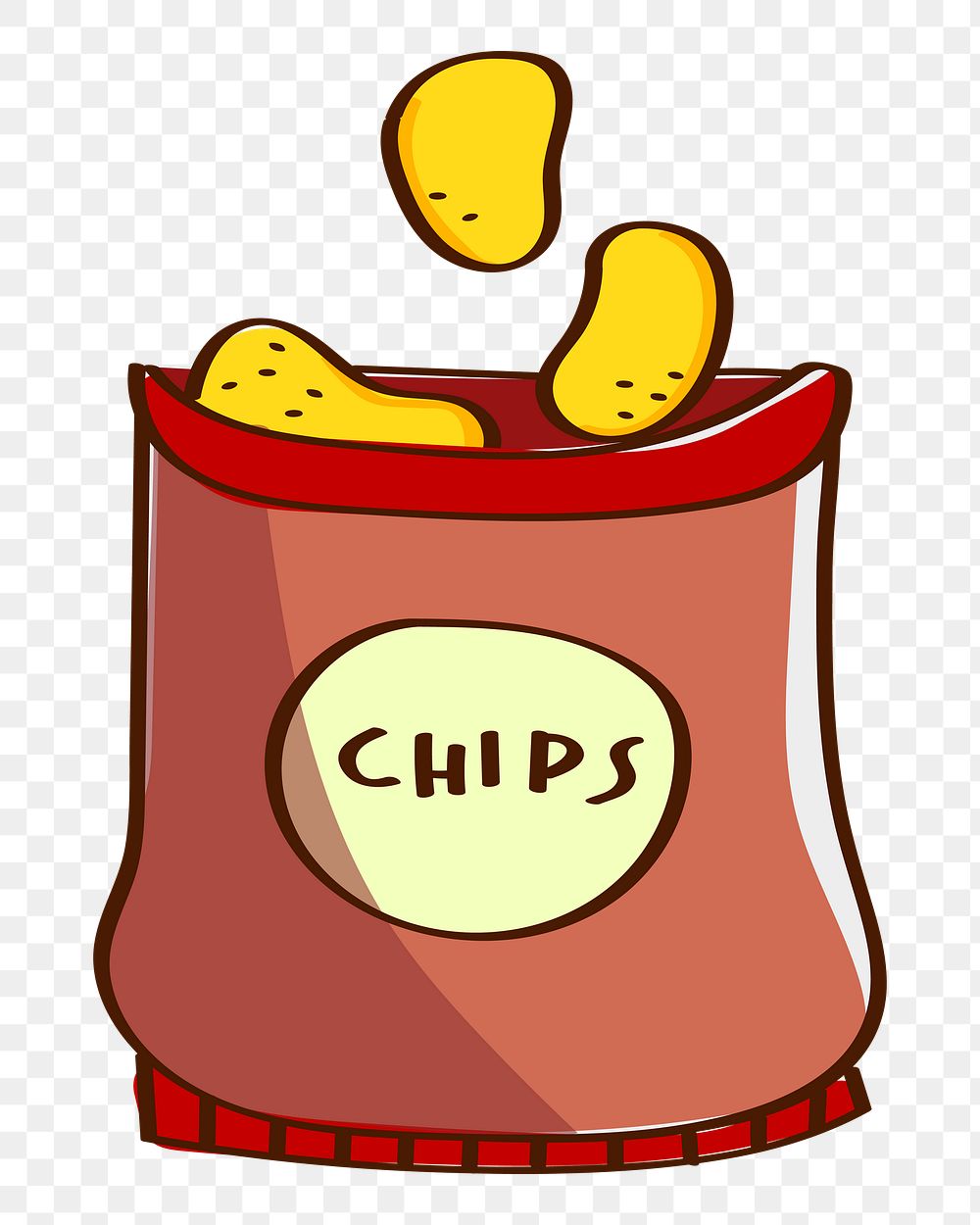 Png chips bag doodle sticker, transparent background