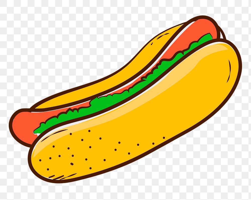 Png hotdog doodle sticker, transparent background