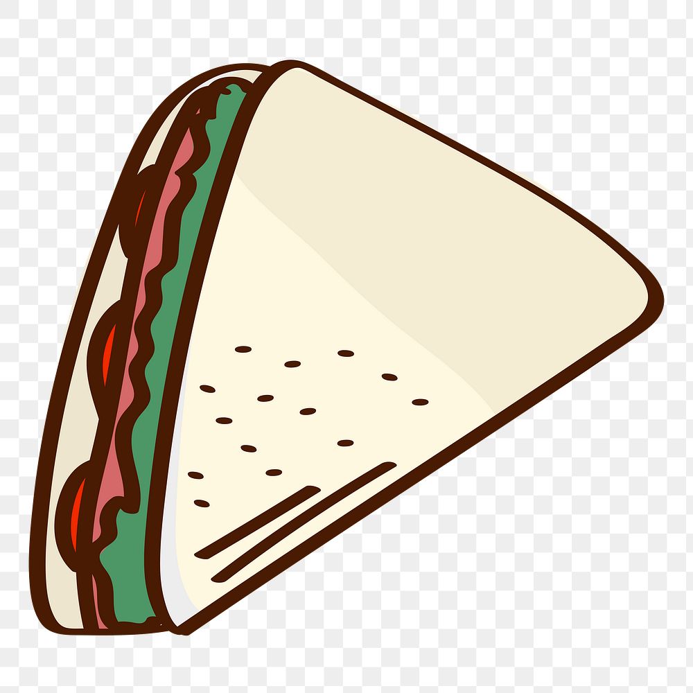 Png club sandwich doodle sticker, transparent background