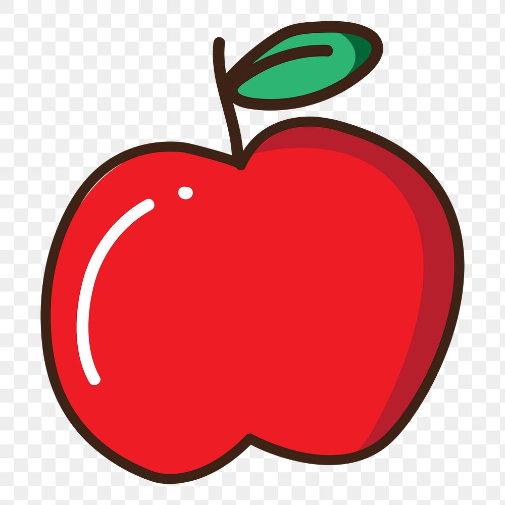 Png red apple doodle sticker, transparent background