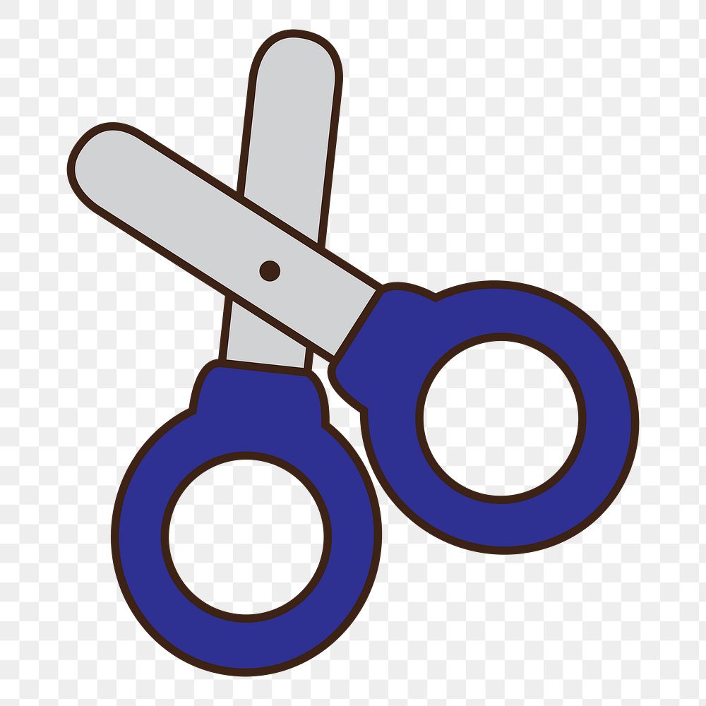 Png blue kids scissors doodle sticker, transparent background