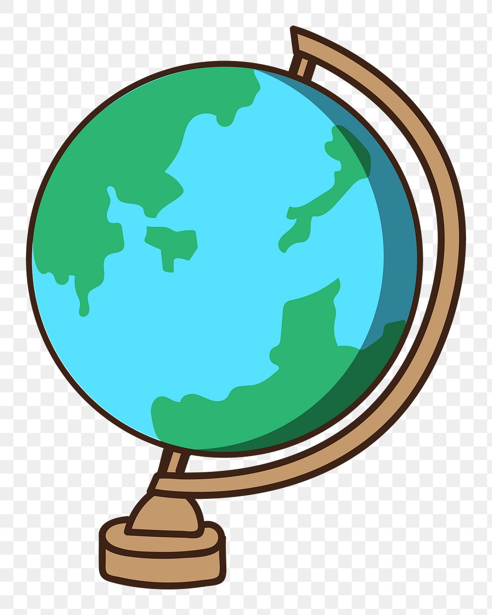Png world globe doodle sticker, transparent background