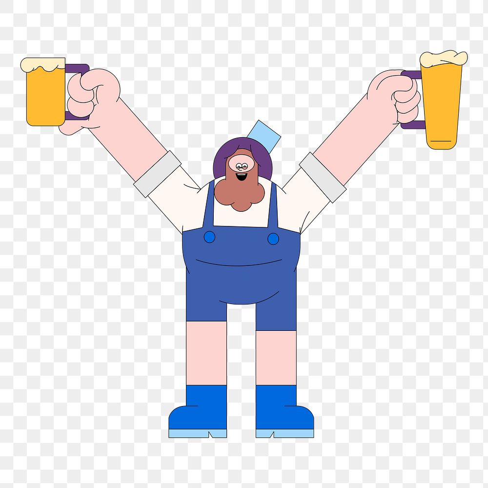 Png big guy celebrating oktoberfest sticker, transparent background