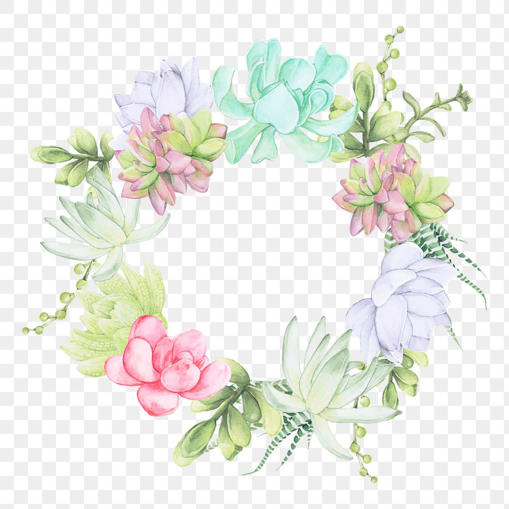 Watercolor flowers png frame, transparent background