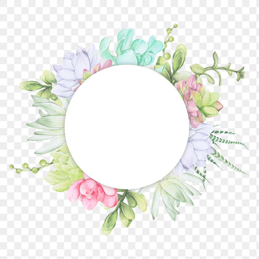 Watercolor flowers png badge, transparent background