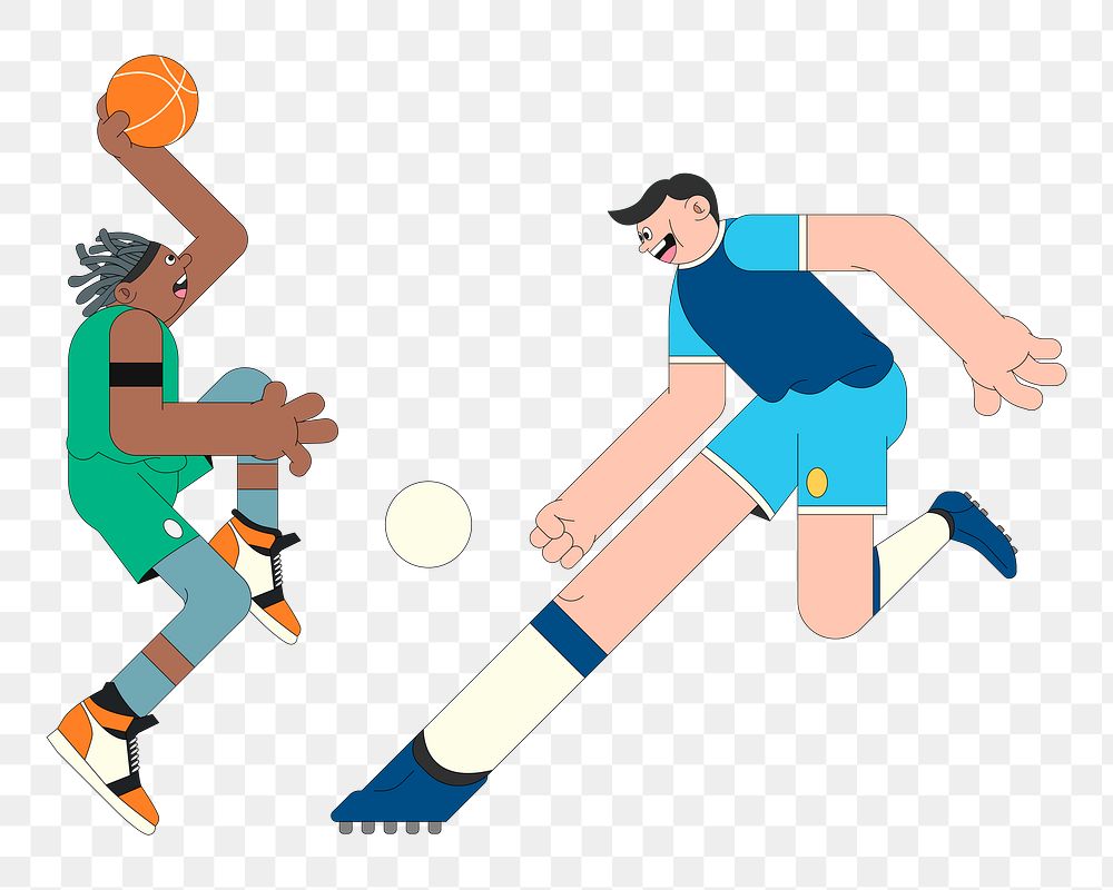 Png young characters playing basketball sticker, transparent background