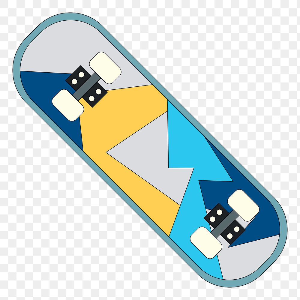 Png cool skateboard sticker, transparent background