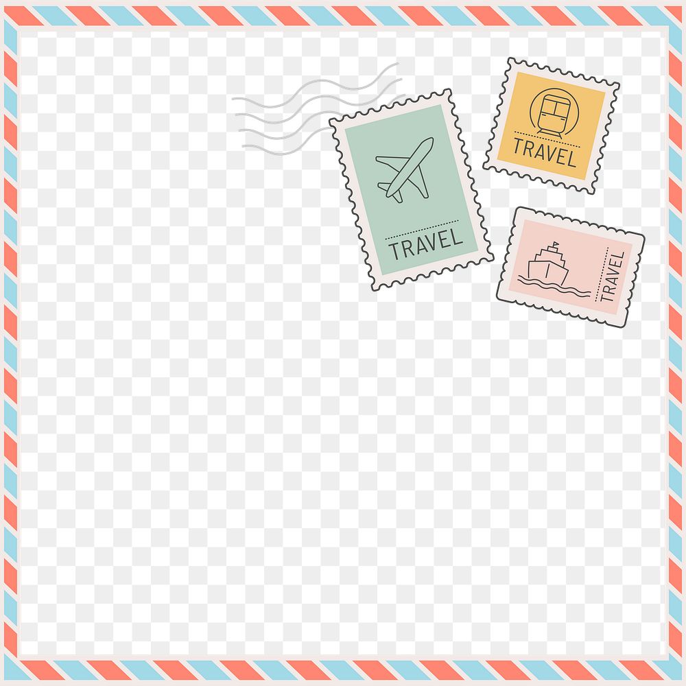 Cute travel png frame, transparent background