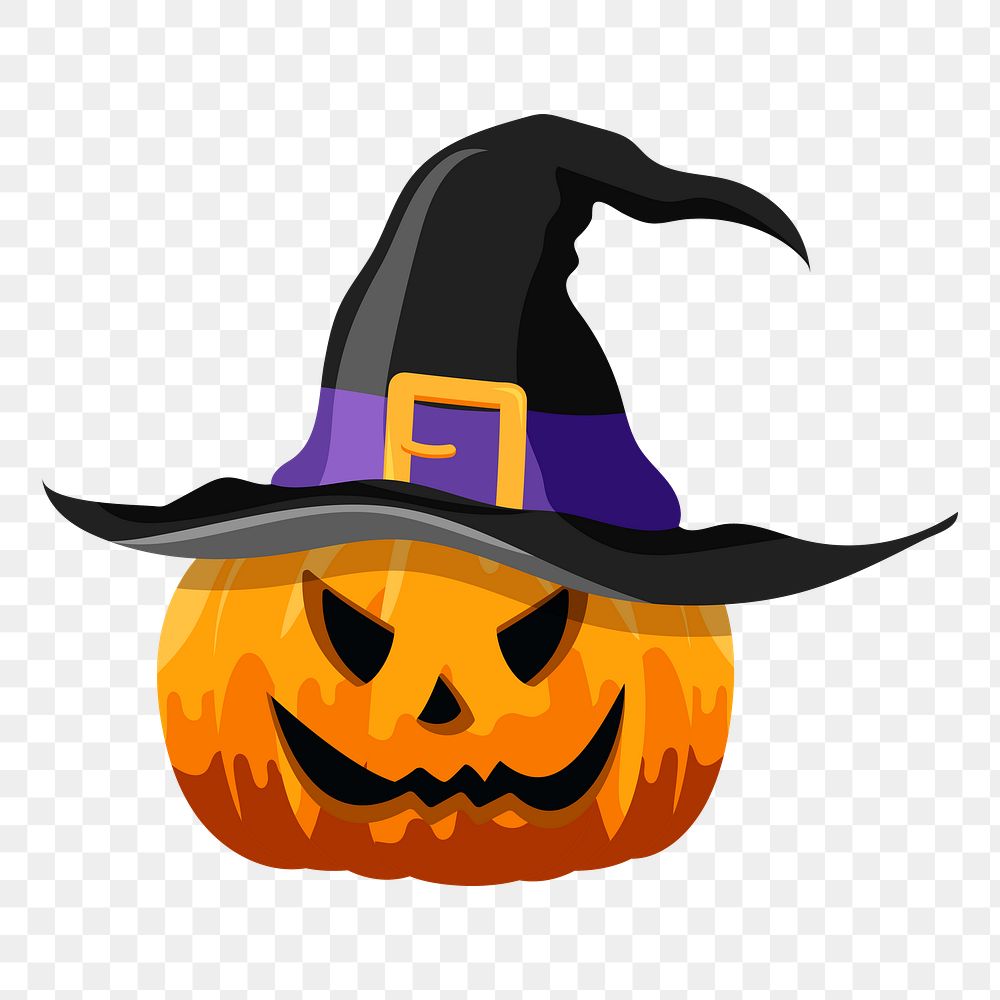 Png Jack O'Lantern in a witch's hat sticker, transparent background