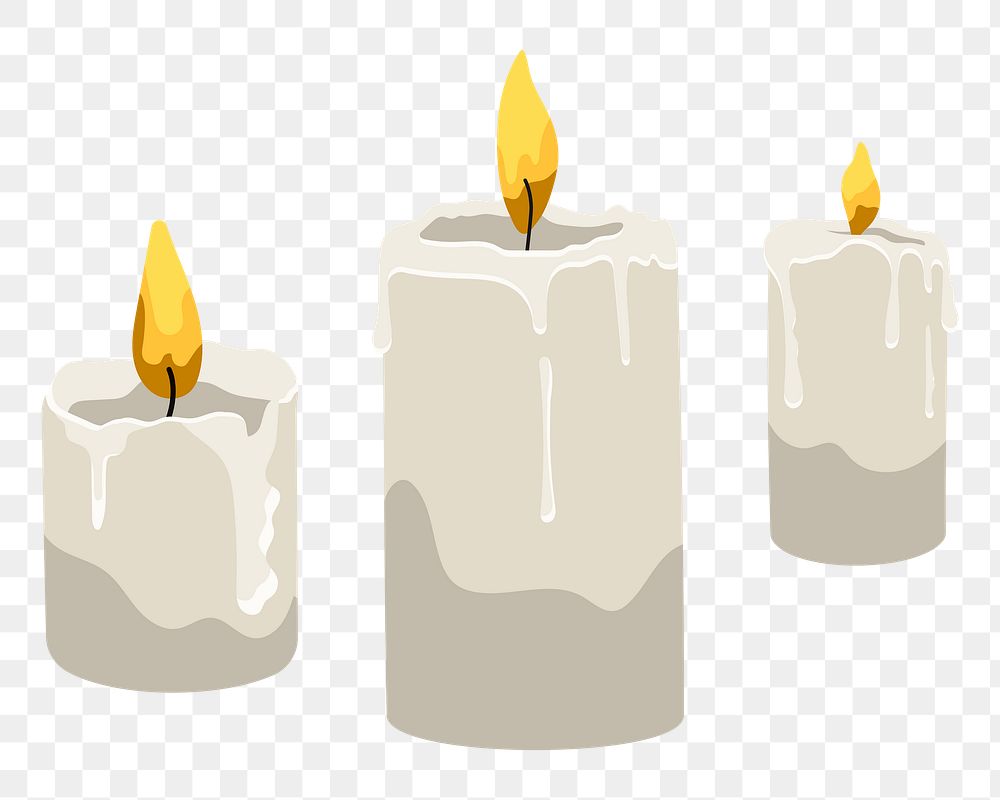 Png lit candles sticker, transparent background