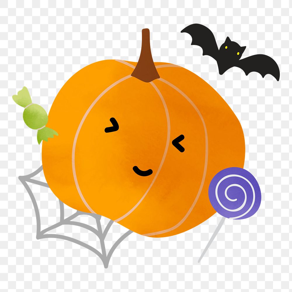 Png cute jack o'lantern pumpkin doodle sticker, transparent background