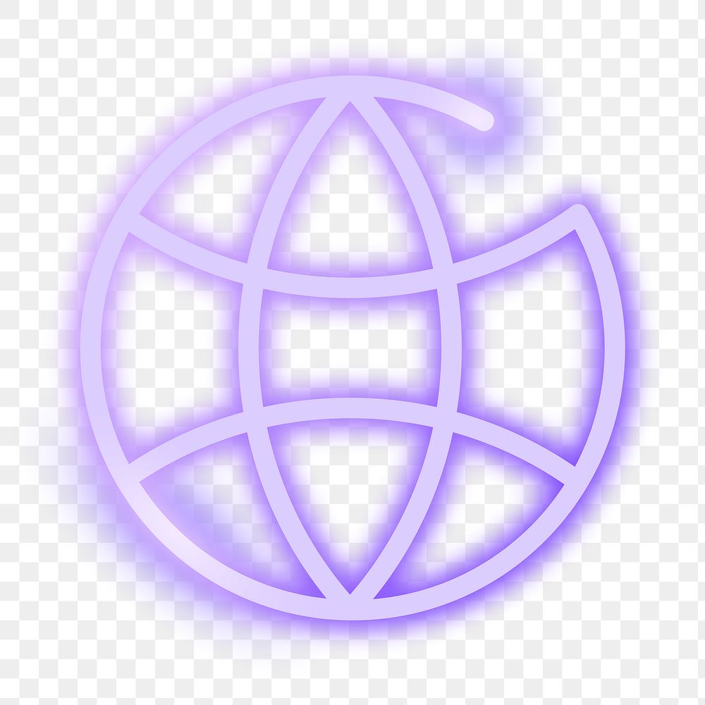 Png neon online world icon, transparent background