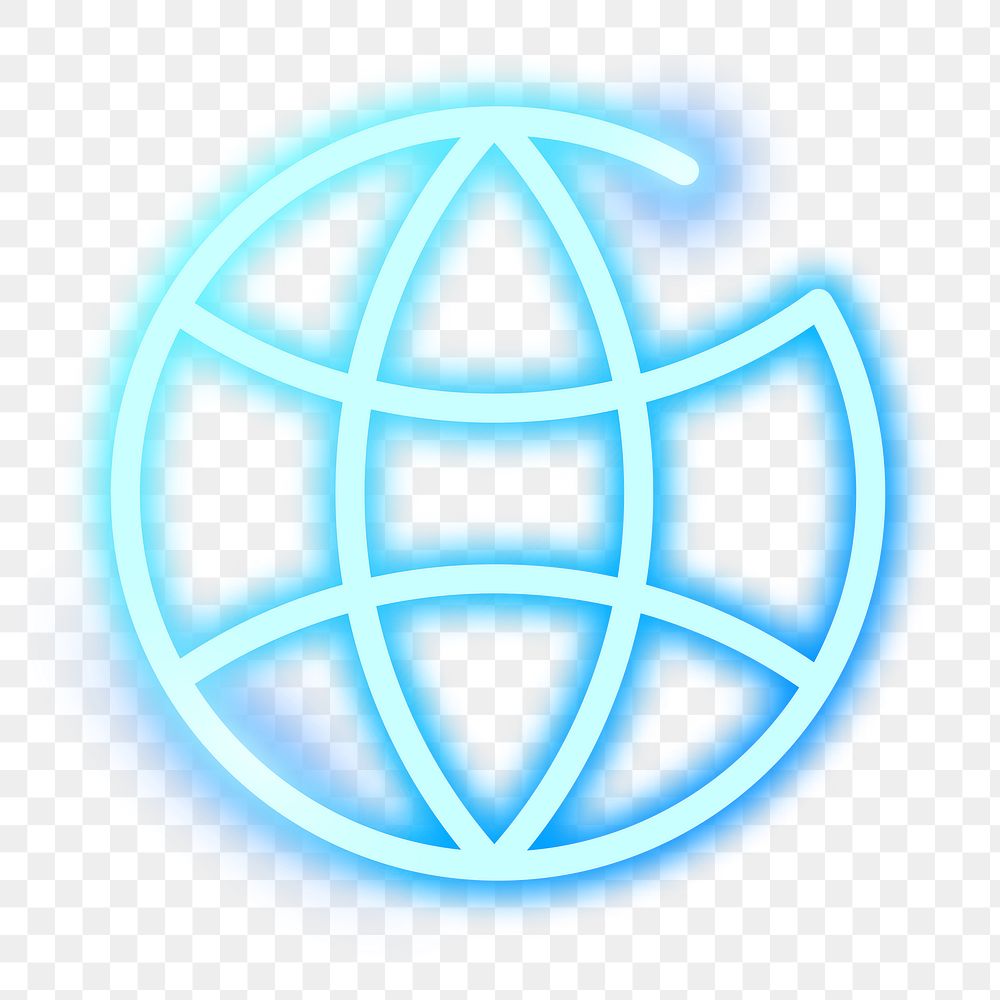 Png neon online world icon, transparent background