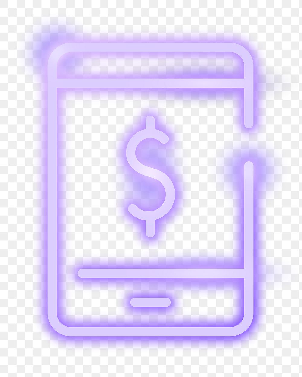 Png neon online banking icon, transparent background